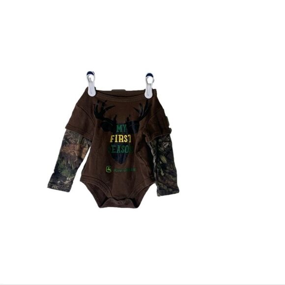 John Deere‎ 6/9 Months Brown Camo Baby Onesie - Picture 1 of 5